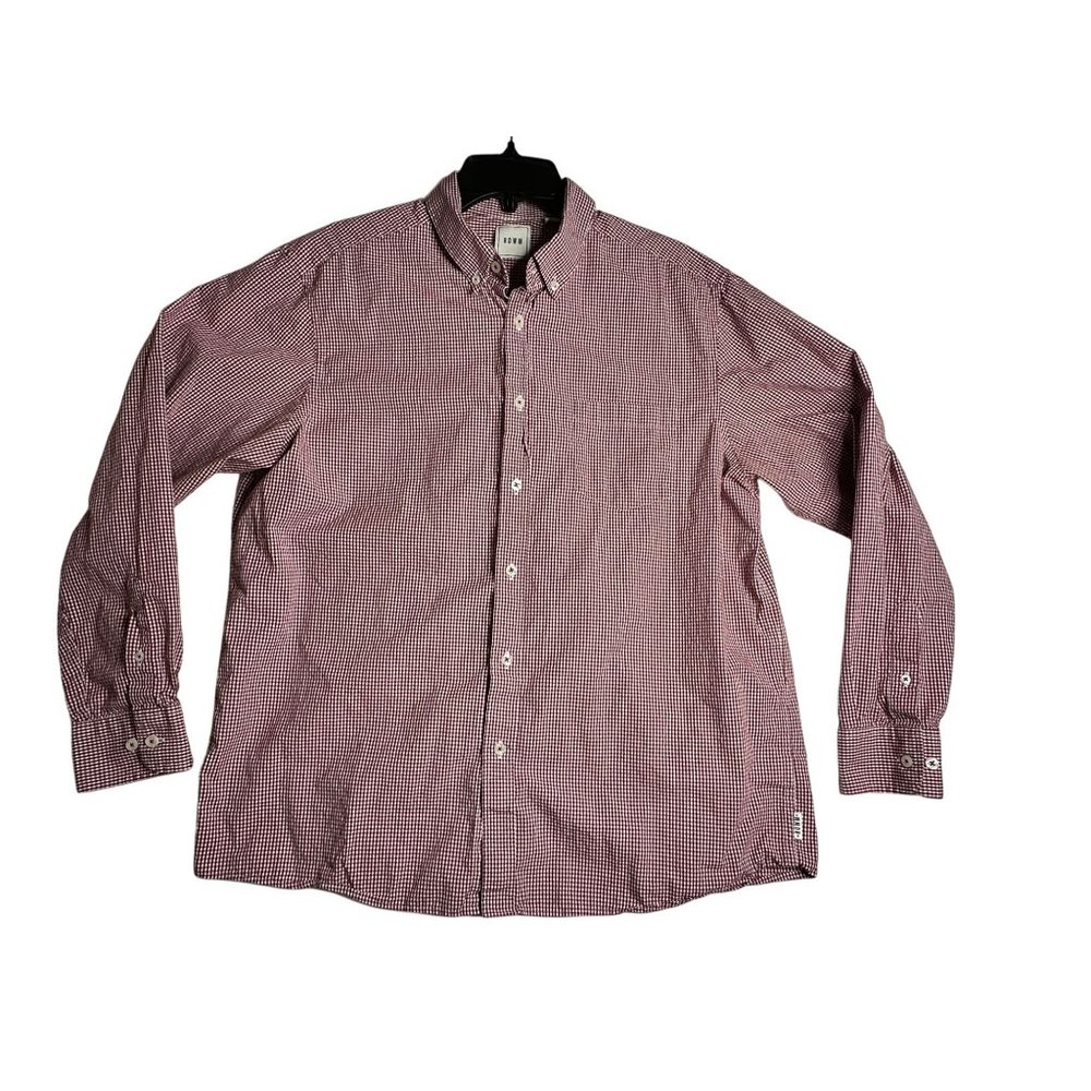ROWM L/S Red White Plaid Button Up‎ Oxford Shirt Mens XL